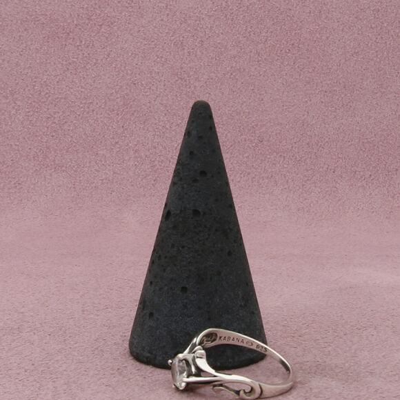 kabana sterling silver vintage round-cut cz scroll ring size 6.75 - Picture 3 of 3